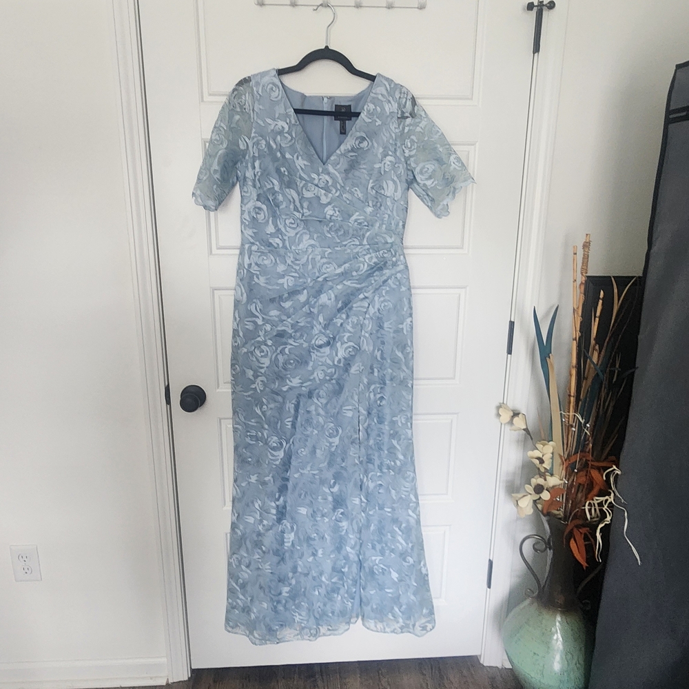 Adrianna Papell Light Blue Floral Maxi Dress